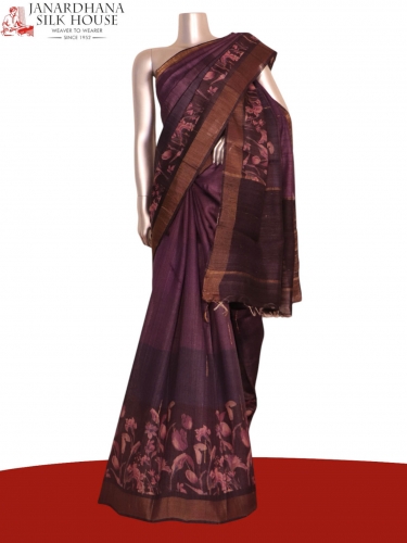 Pure Multi Shade Floral Tussar Silk Saree